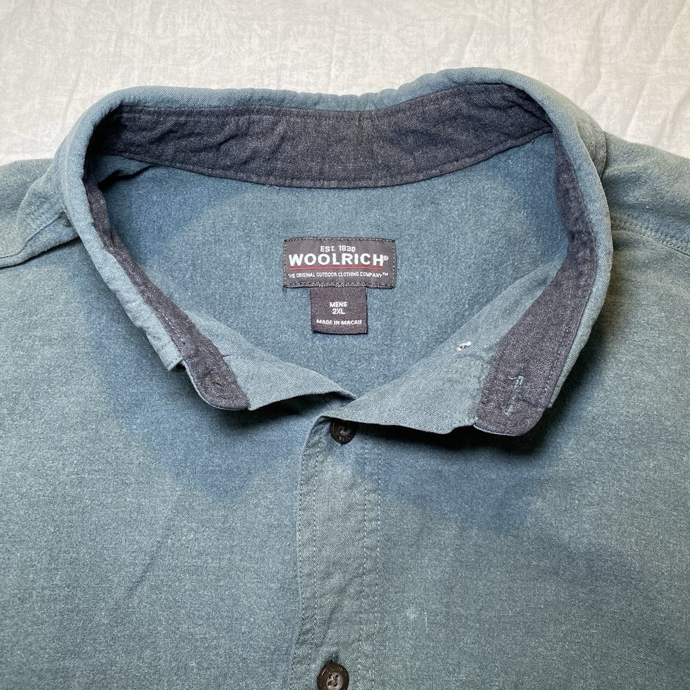 Woolrich Mens 2XL Green Button Up Shirt Long Sleeve Casual Outdoor - Picture 2 of 7